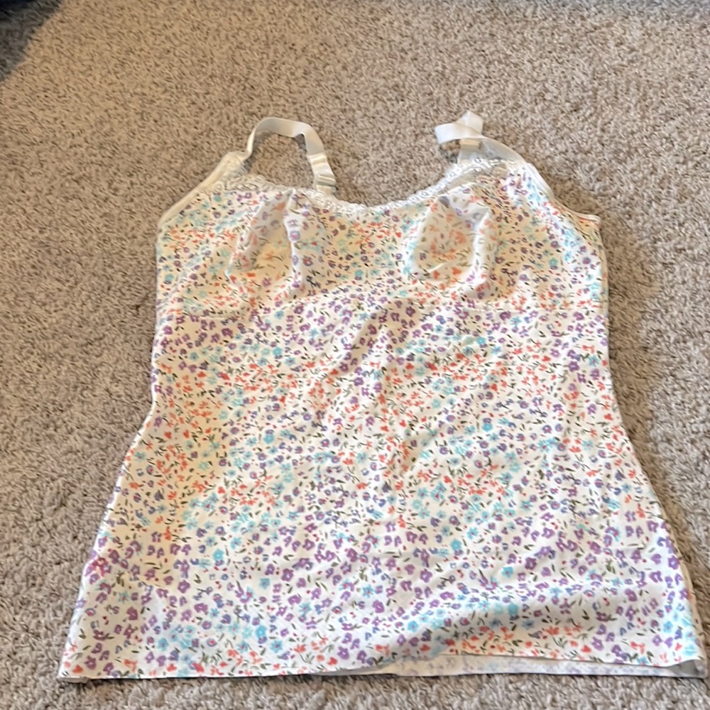 Flowered Ruby Ribbon Cami
